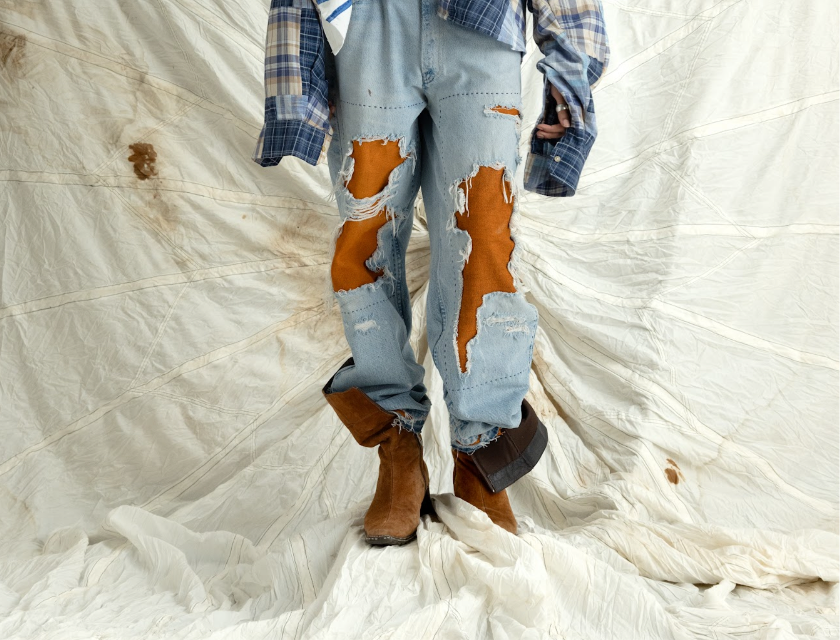 ORANGE REPAIR PANTS BLUE
