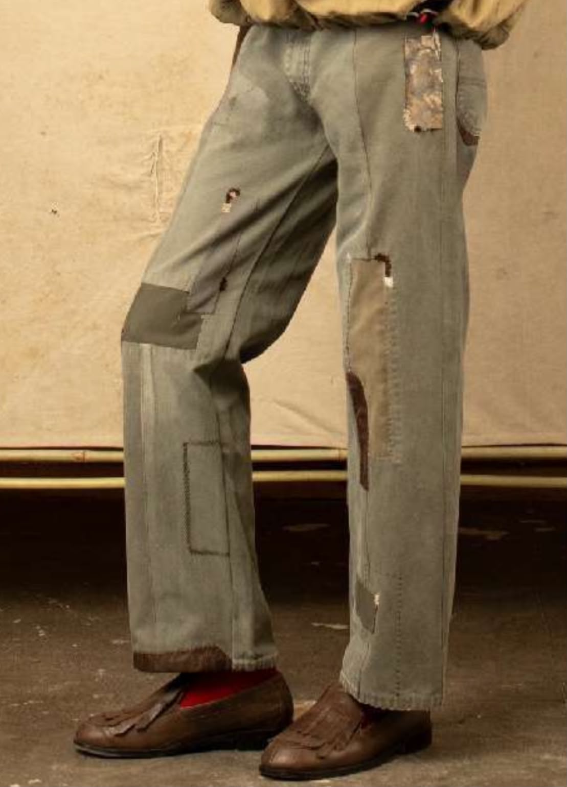 Dual Tone with Repair Green Pants