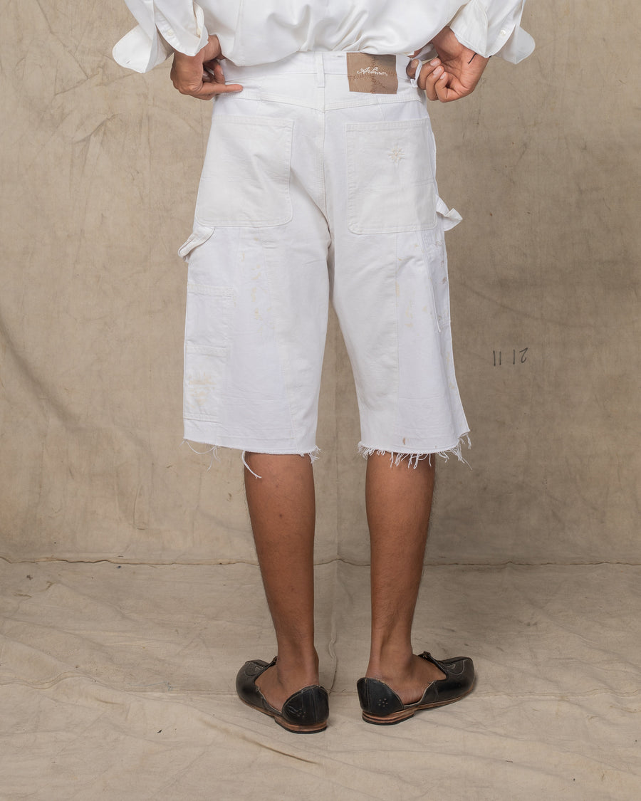 DUAL TONE SHORTS WHITE PAINT SPLATTER