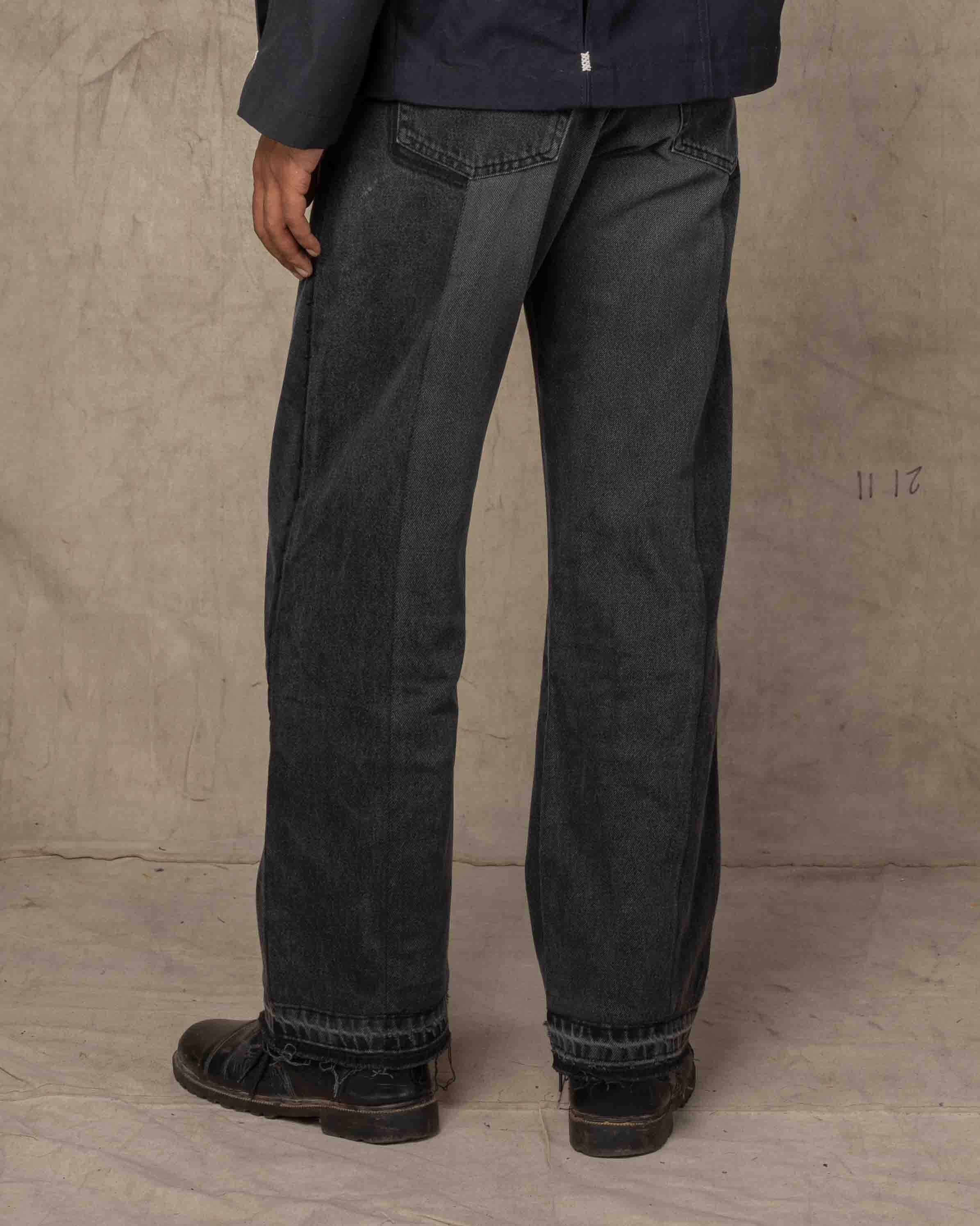 DOUBLE KNEE PANTS w/EMB BLACK