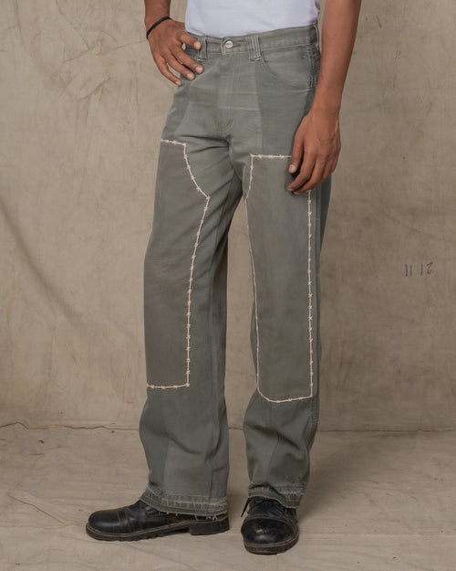 DOUBLE KNEE PANTS w/EMB GREEN