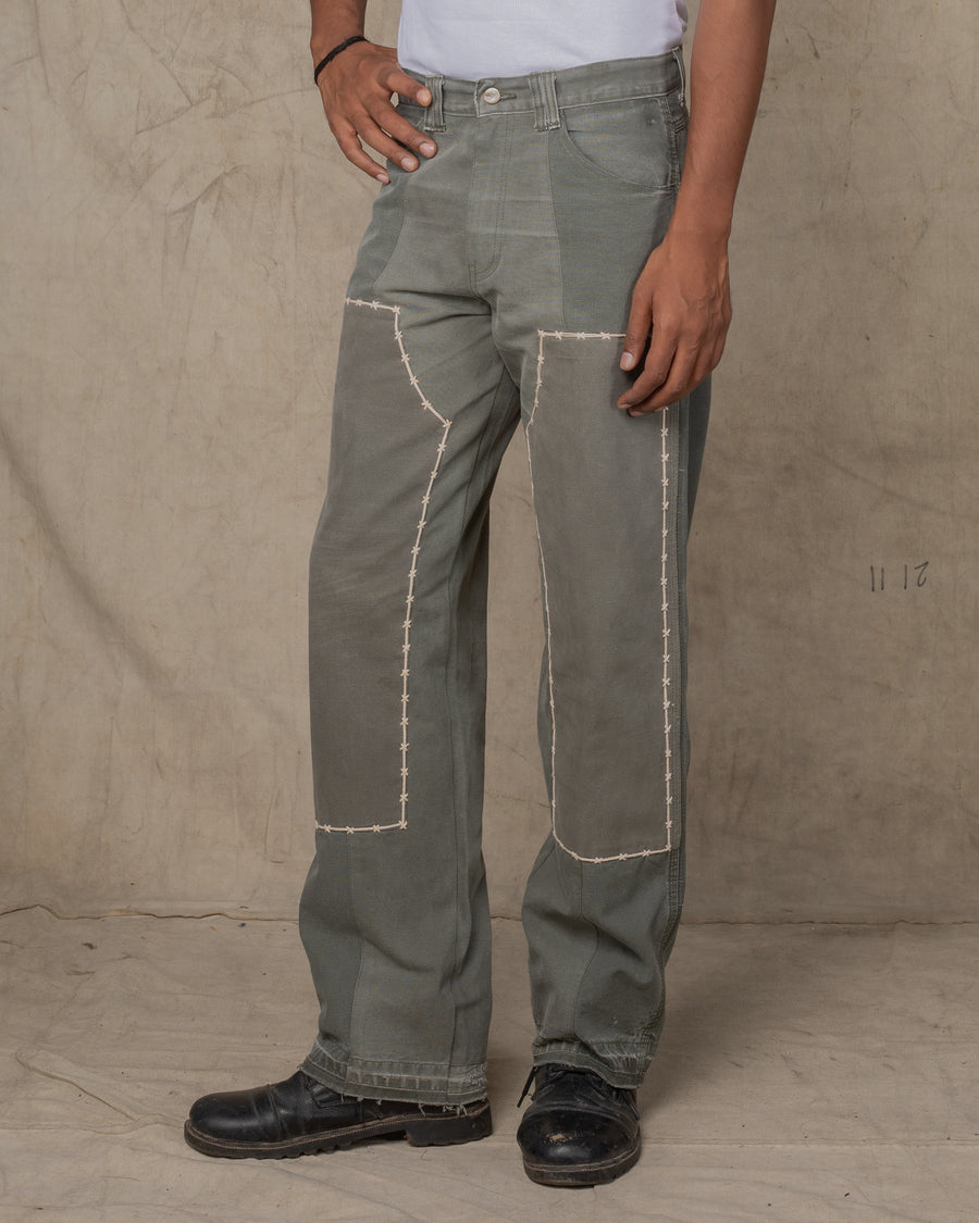 DOUBLE KNEE PANTS w/EMB GREEN