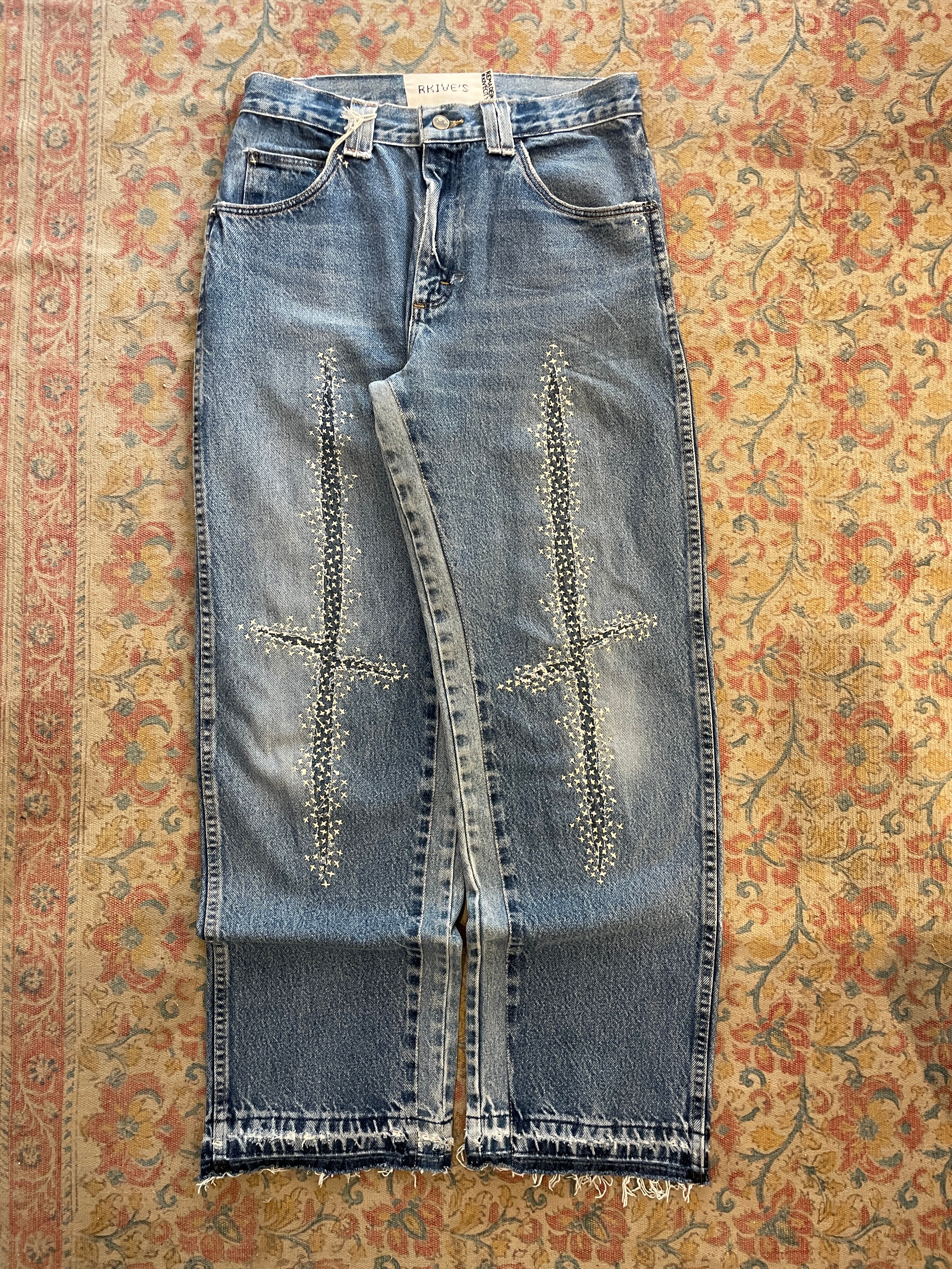 CROSS KNEE PANTS BLUE