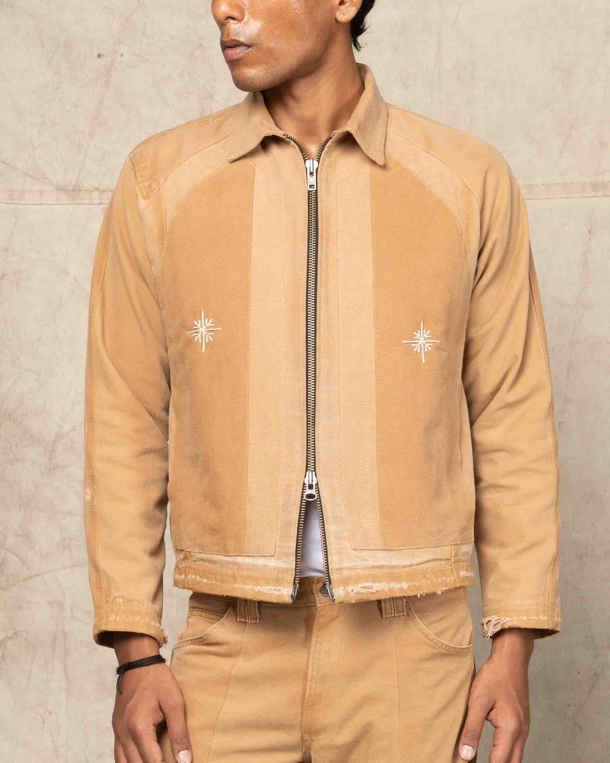 PANELLED T-PATTERN JACKET BEIGE