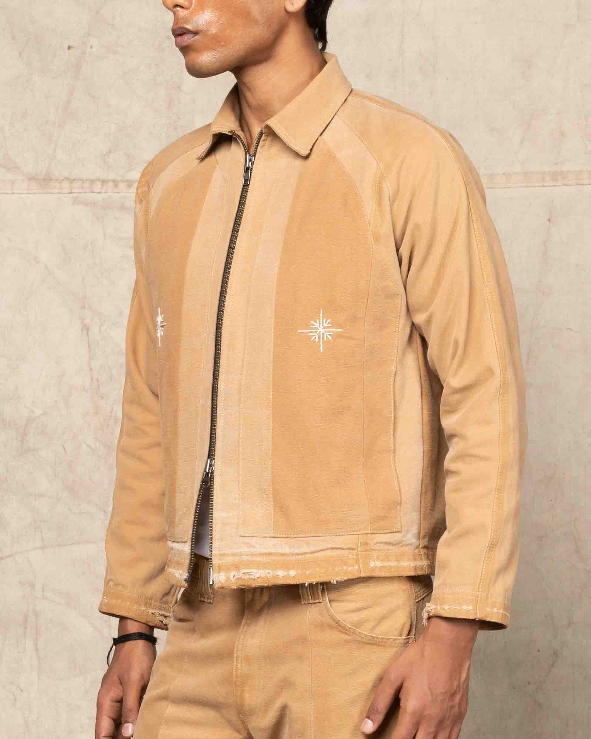 PANELLED T-PATTERN JACKET BEIGE