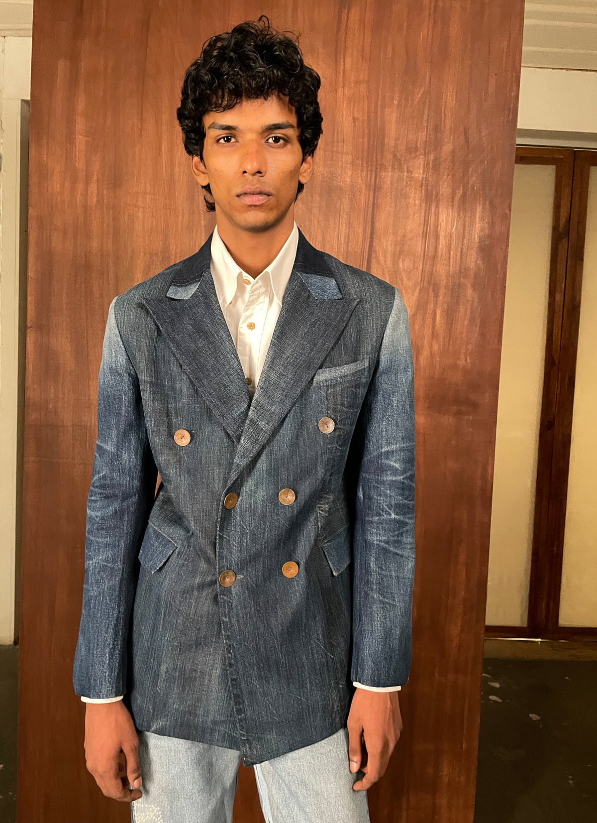 Maan Double Breasted Denim Blazer