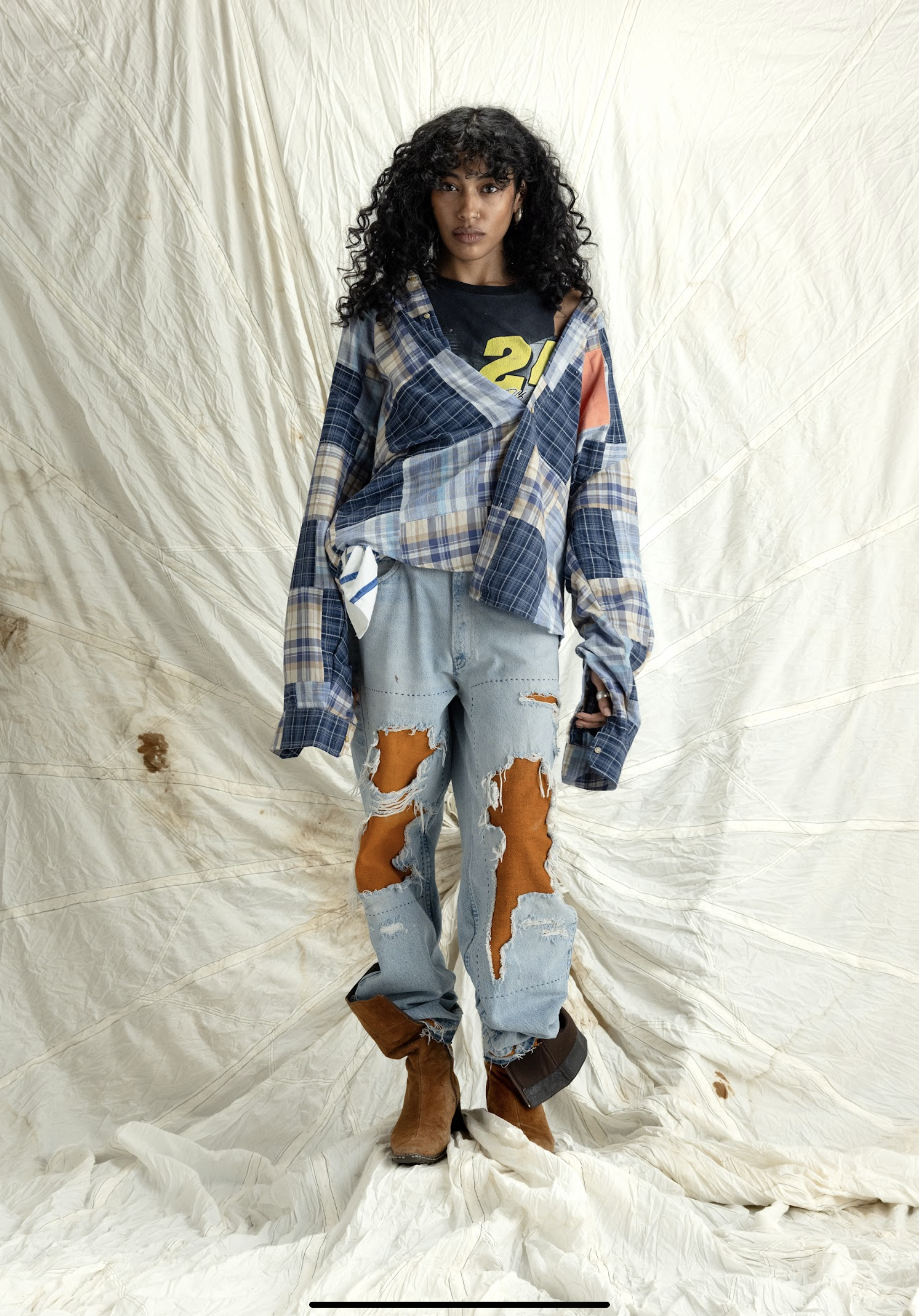 ORANGE REPAIR PANTS BLUE