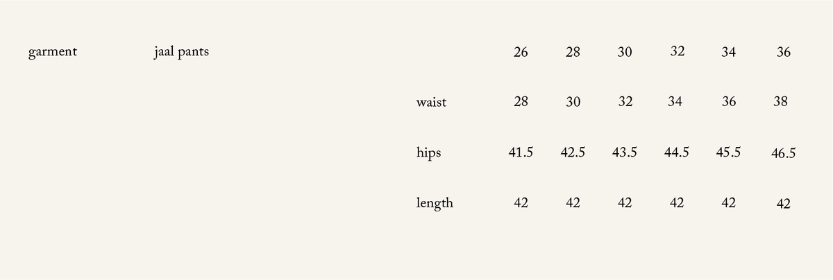 SIZE CHART