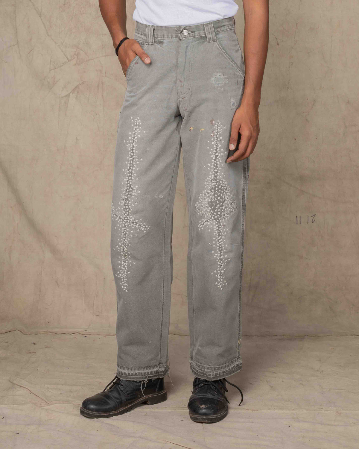 CROSS KNEE PANTS GREEN