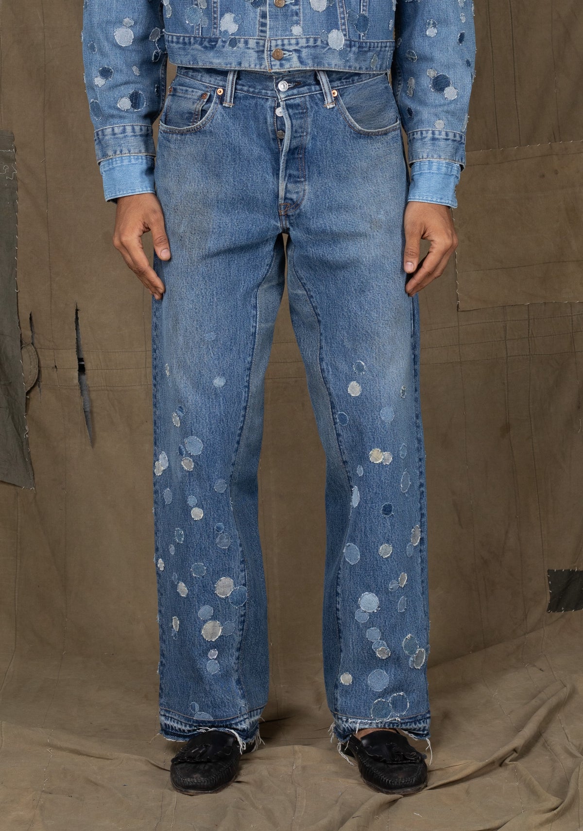 BUBBLE APPLIQUÉ PANTS BLUE