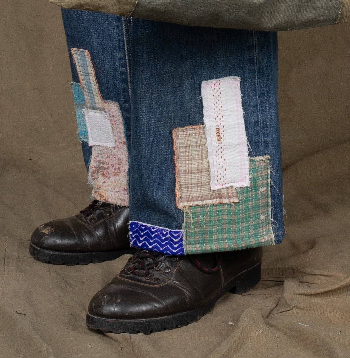 KANTHA REPAIR PANTS BLUE