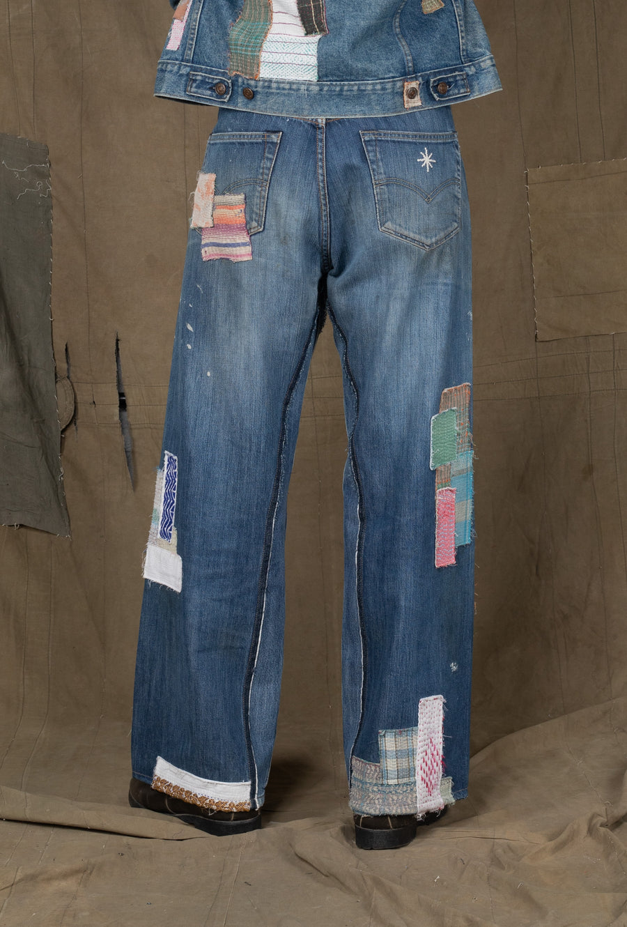 KANTHA REPAIR PANTS BLUE