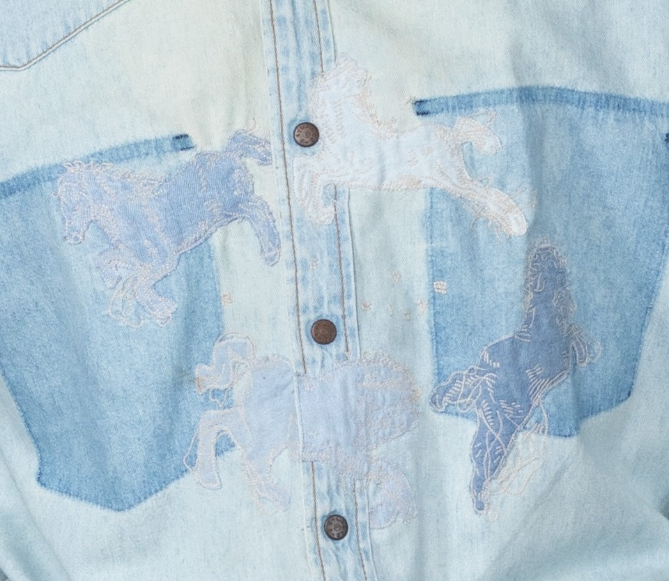 HUSSAIN / HORSE APPLIQUÉ SHIRT BLUE