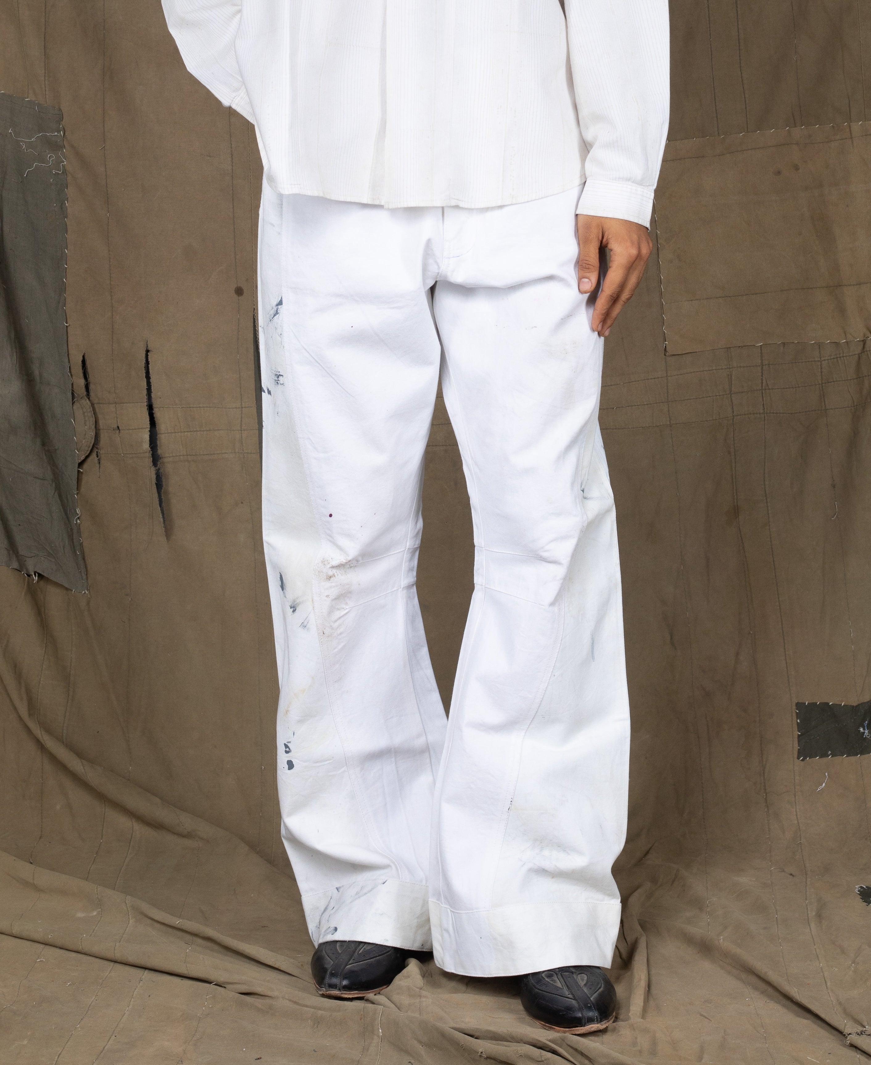 BHALOO PANTS WHITE PAINT SPLATTER