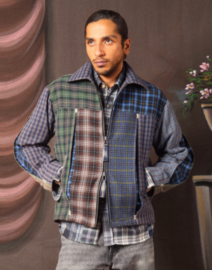 Flannel Box Pleat Jacket