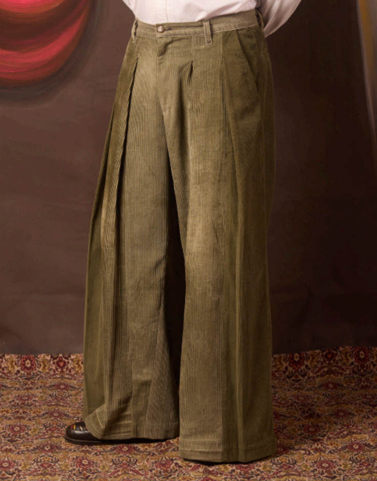 Double Pleated Pants - Green