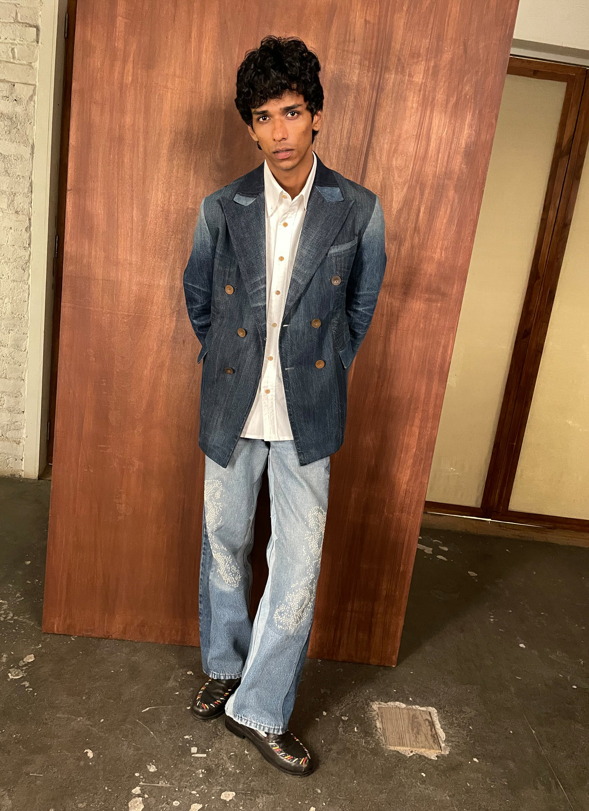 Maan Double Breasted Denim Blazer