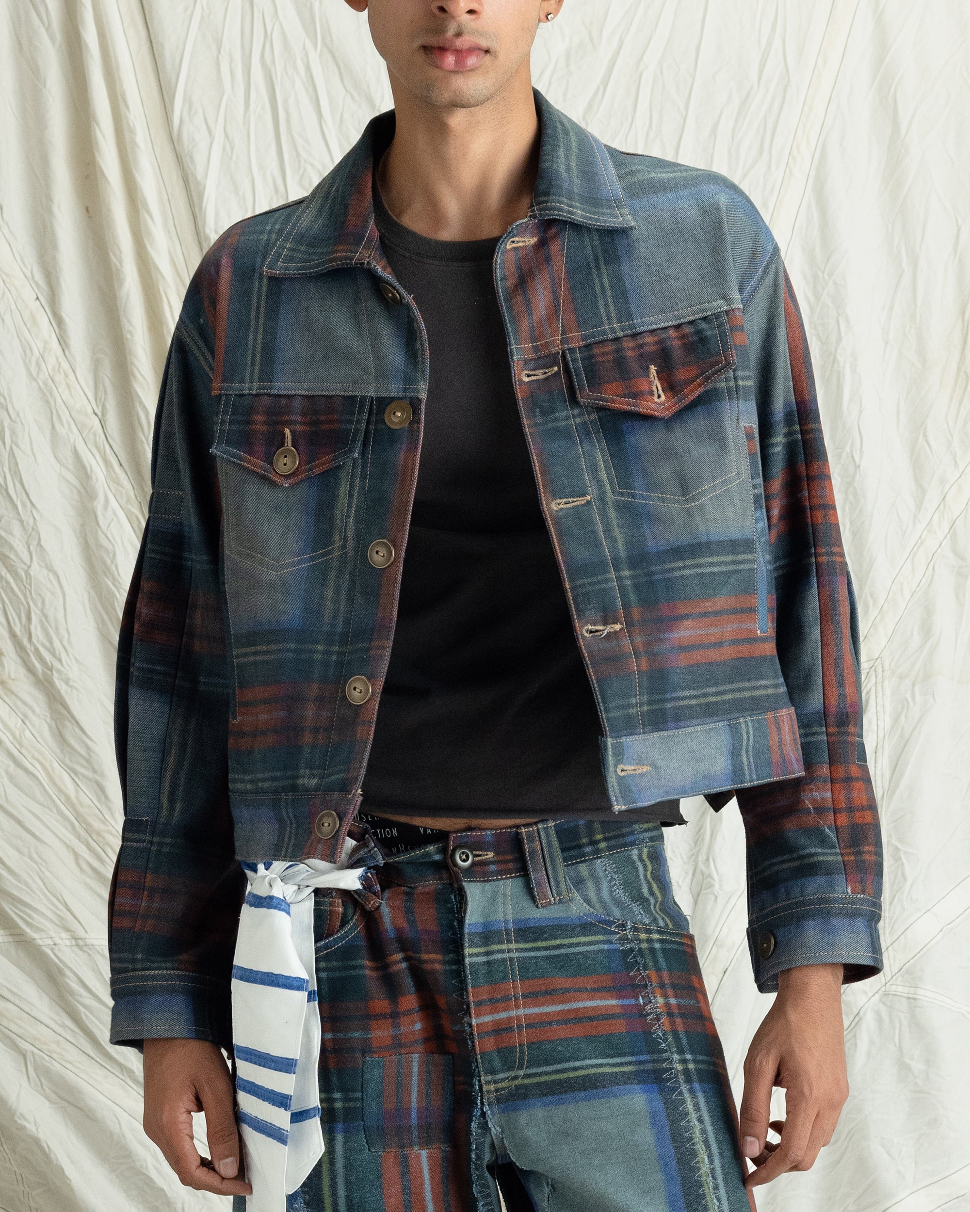CHECKERED TRUCKER JACKET