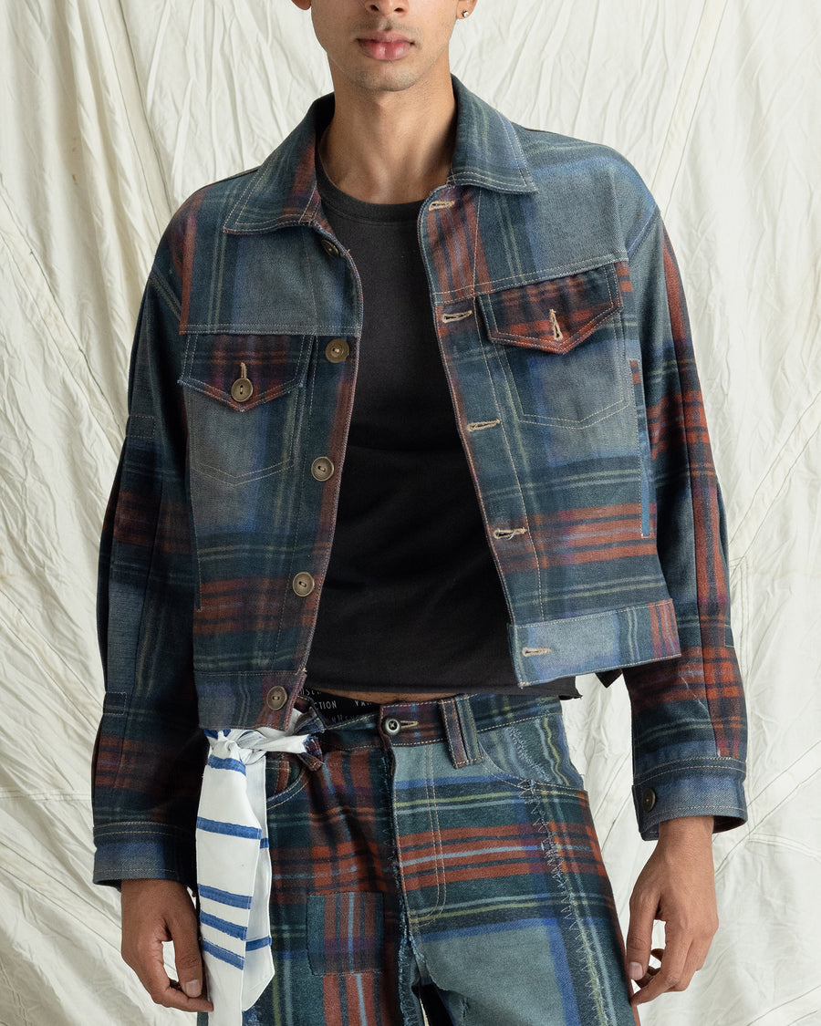 CHECKERED TRUCKER JACKET