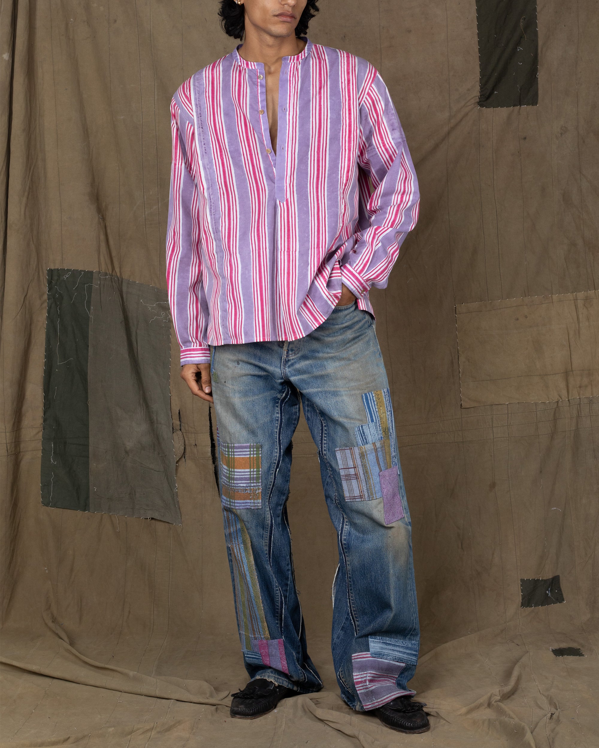 KNIFE PLEATED LAVENDER KURTA