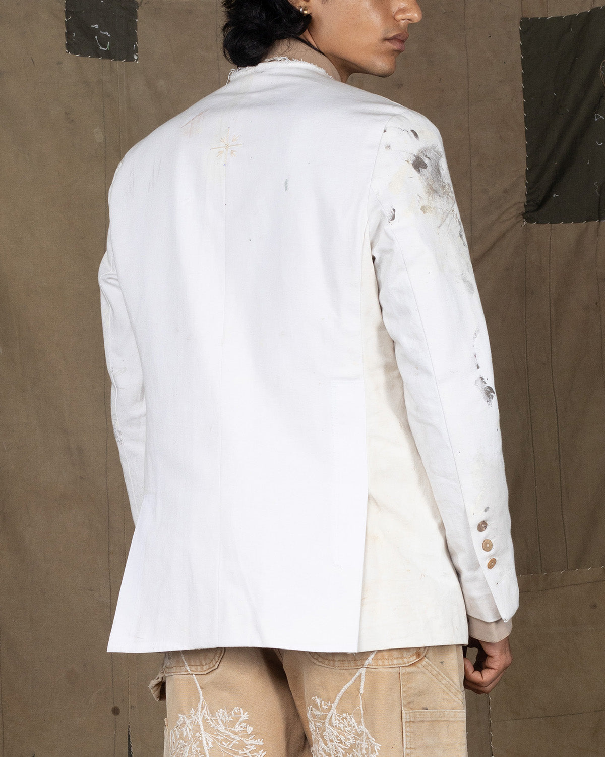 BANDHGALA WHITE PAINT SPLATTER